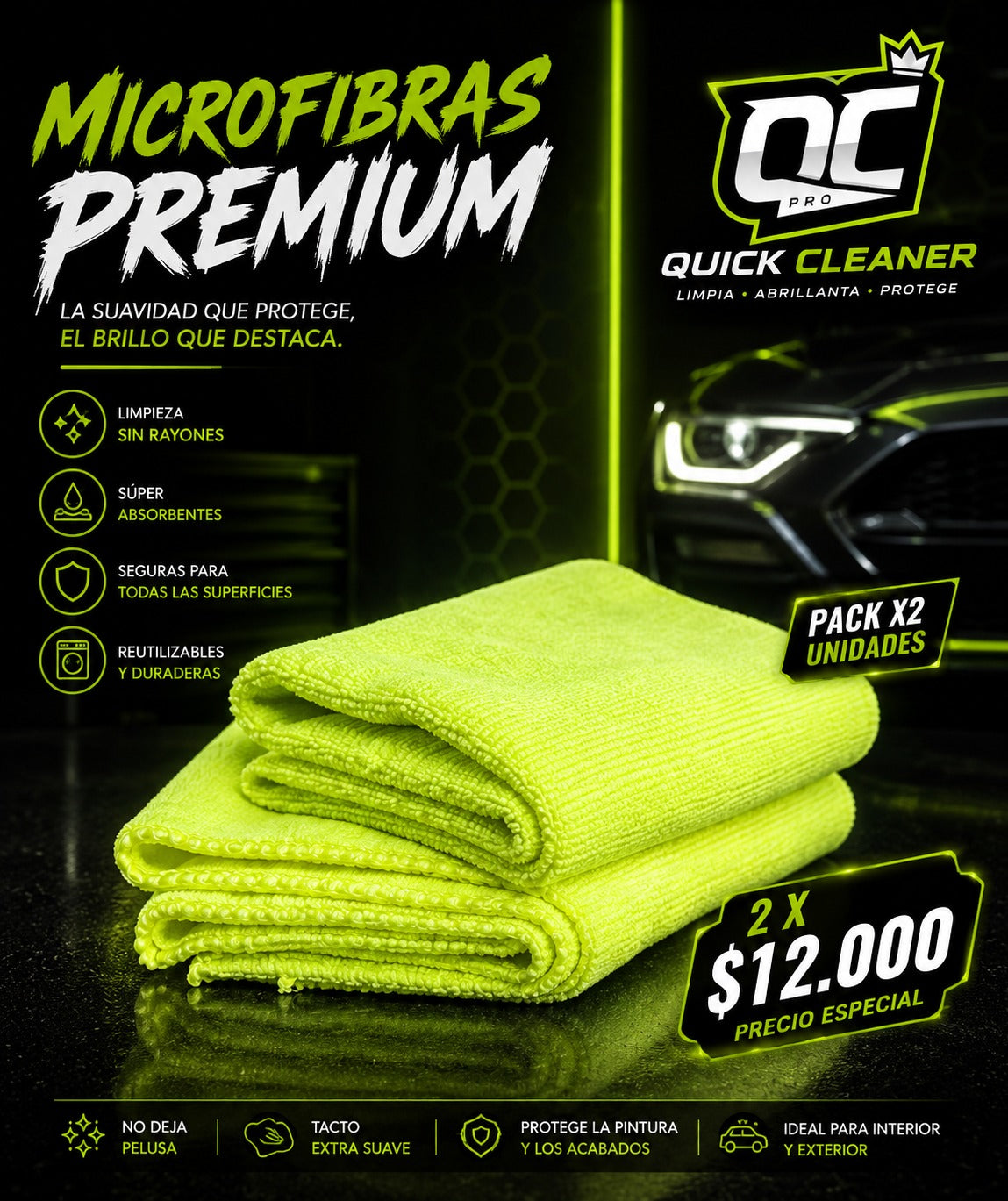 🧽 PAÑOS DE MICROFIBRA QUICK CLEANER
